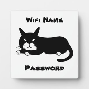 Black Cat Wifi Reminder Plaque