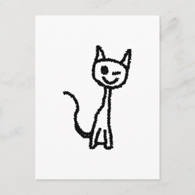 Black Cat, Winking. Postcard (Front)