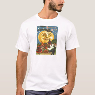 Black Cat Witch Bat Full Moon T-Shirt