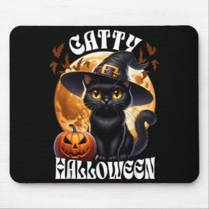 Black Cat Witch Catty Halloween Black Cat Mouse Pad