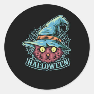 Black Cat Witch Classic Round Sticker