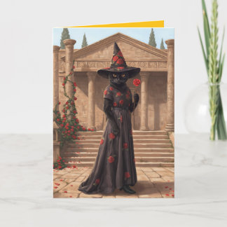 Black Cat Witch Halloween Card