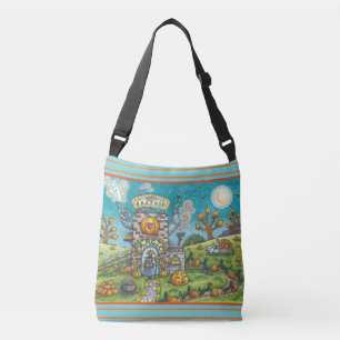 BLACK CAT WITCH PUMPKIN PIE FACTORY CROSS BODY BAG