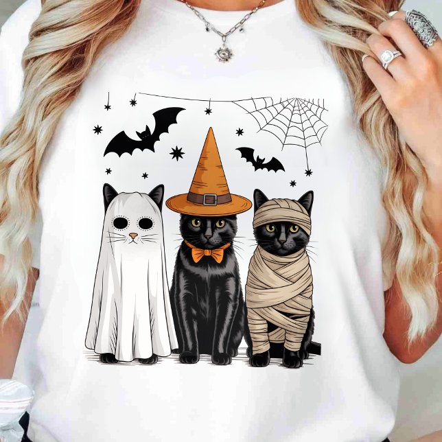 Black Cat Witch Scary Halloween Pumpkin T-Shirt (Creator Uploaded)