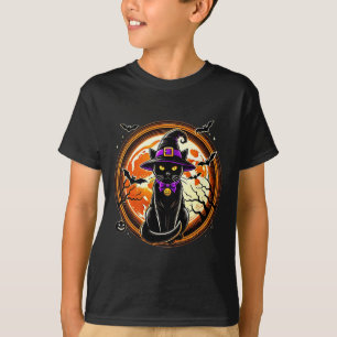 Black Cat Witch Vintage Cats Scary Halloween Cat  T-Shirt
