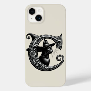 Black Cat Witch Witchy Letter C Custom Initial  Case-Mate iPhone 14 Plus Case