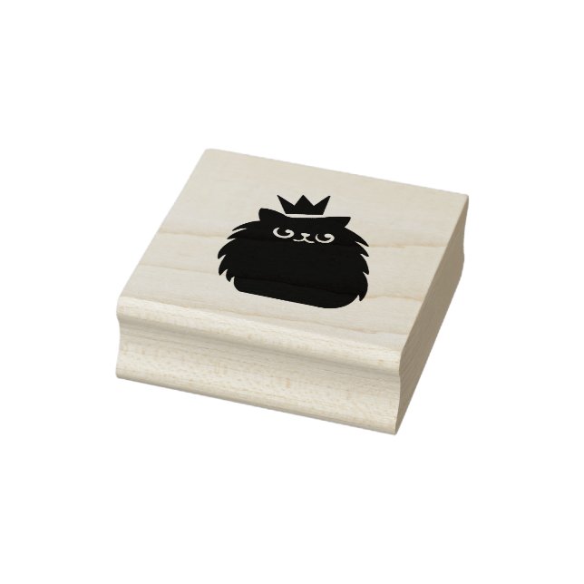 Black Cat  with a princess crown Rubber Stamp (Stamp)