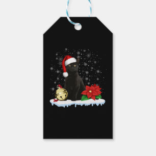 Black Cat With A Santa Hat Christmas Cat Costume Gift Tags