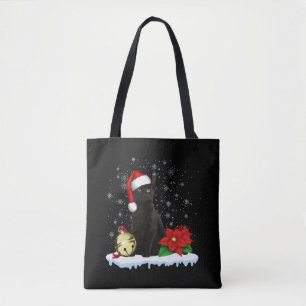 Black Cat With A Santa Hat Christmas Cat Costume Tote Bag