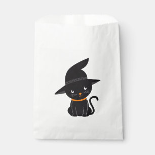 Black Cat With A Witch Hat Halloween Favour Bags
