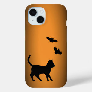Black Cat with Bat iPhone 15 Case
