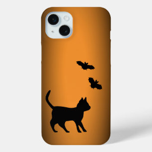Black Cat with Bat iPhone 15 Mini Case