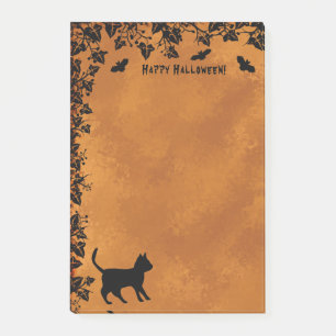 Black Cat with Bat , Happy Halloween Post-it Notes