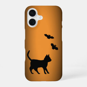 Black Cat with Bat iPhone 16 Case