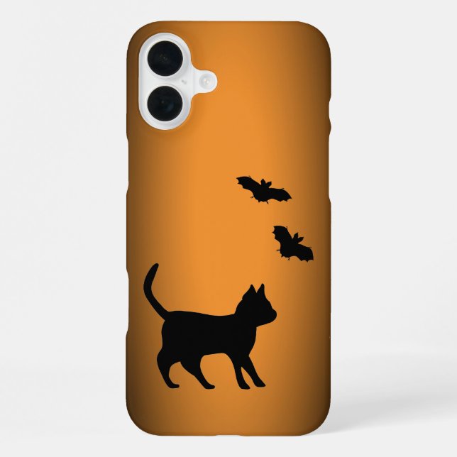 Black Cat with Bat iPhone Case (Back)