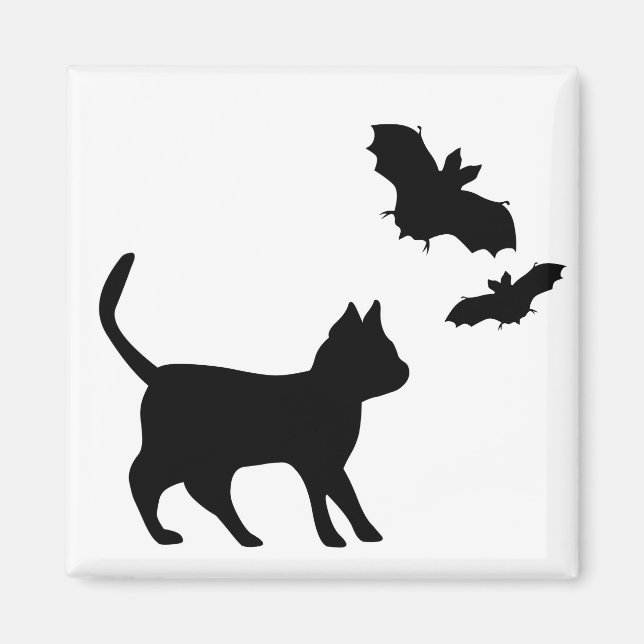 Black Cat with Bat Magnet (Front)