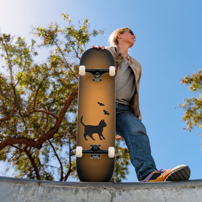 Black Cat with Bat Skateboard (Outdoor 1)
