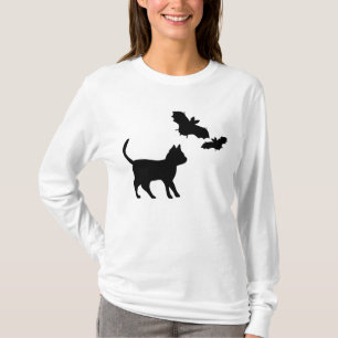 Black Cat with Bat T-Shirt