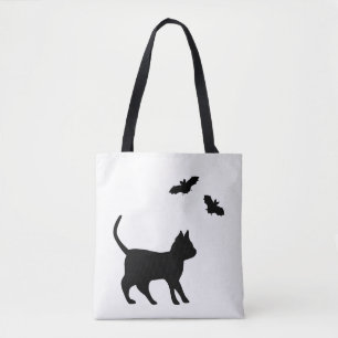 Black Cat with Bat Tote Bag