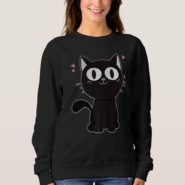 Black Cat With Big Eyes Sweatshirt (Front)