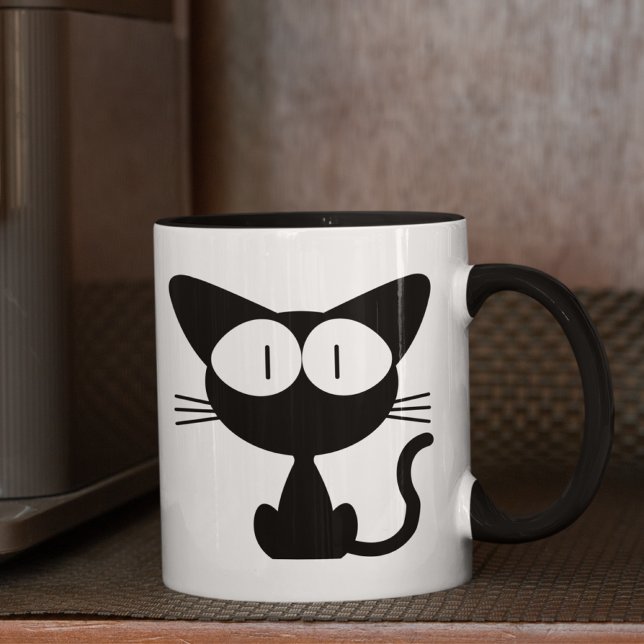 Black cat with Big eyes, tail in the air  Mug (Creator Uploaded)