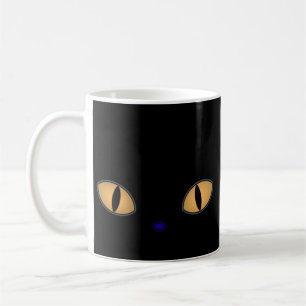Black Cat With Big Orange Eyes Coffee Mug