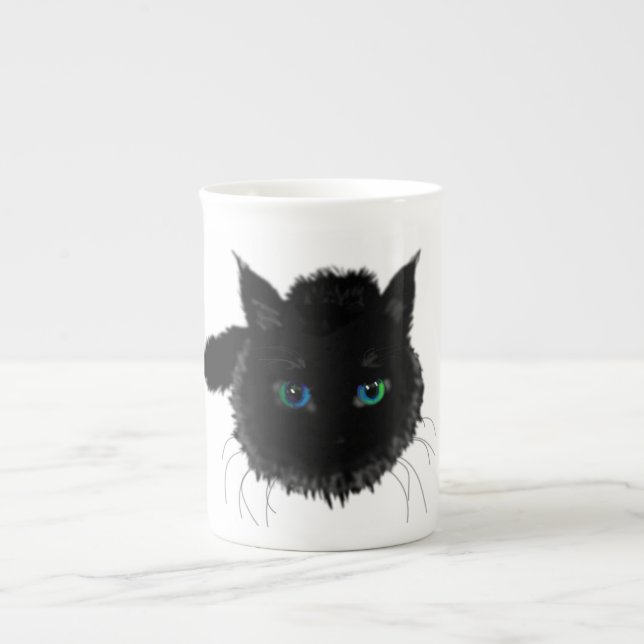 Black Cat with Blue Green Eyes Mug Gift (Front)