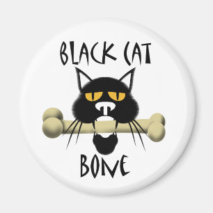 Black Cat With Bone Magnet
