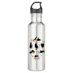 Black Cat with Bunny Eggs Happy Easter Day Matchin 710 Ml Water Bottle