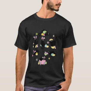 Black Cat With Bunny Eggs Happy Easter Day Matchin T-Shirt