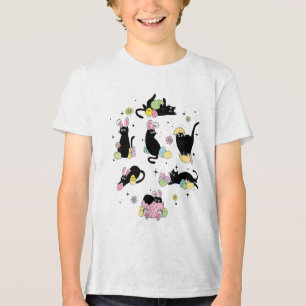 Black Cat with Bunny Eggs Tri-Blend Shirt