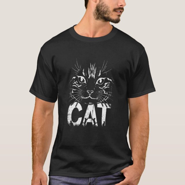 Black Cat With Cat Face 1 T-Shirt (Front)