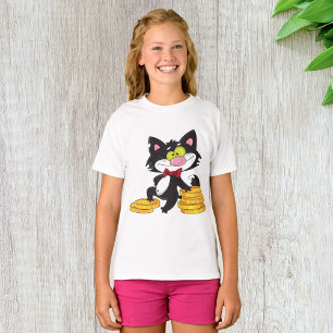 Black Cat With Coins Cute Money Character T-Shirt