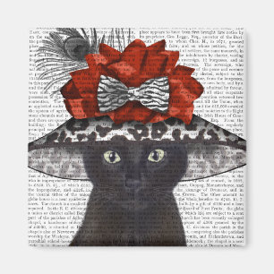 Black Cat with Fabulous Hat Magnet
