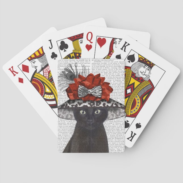 Black Cat with Fabulous Hat Playing Cards (Back)