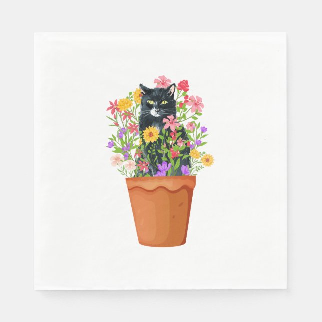 black cat with flower   napkin (Front)