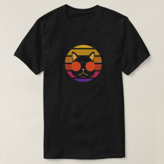 Black Cat with glasses Peeking Sunset Vintage T-Shirt