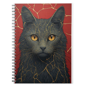 Black Cat With Golden Kintsugi Cracks Accent ✨ Notebook