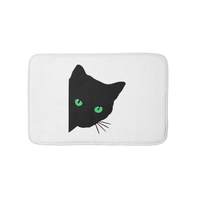 black cat with green eyes   bath mat (Front)