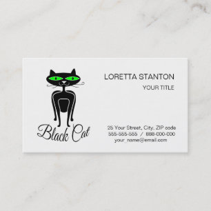 Black cat with green eyes business card