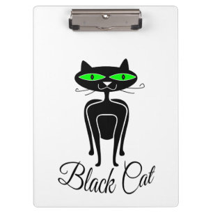 Black cat with green eyes clipboard