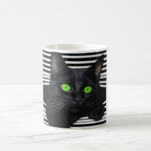 Black Cat with Green eyes Coffee Mug