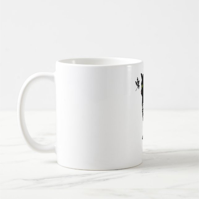 Black cat with green eyes coffee mug (Left)