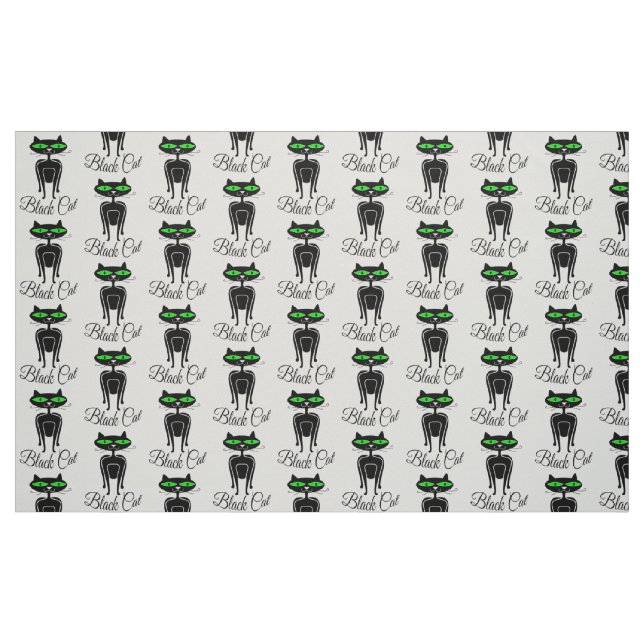 Black cat with green eyes fabric (Fat Quarter)