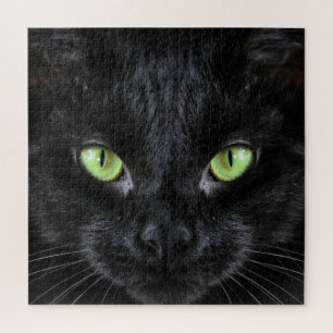 Black Cat with Green Eyes Jigsaw Puzzle