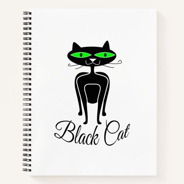 Black cat with green eyes notebook (Front)