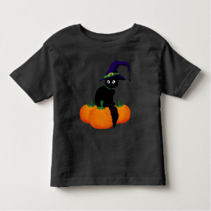 Black Cat With Hat And Pumpkins for Halloween Toddler T-Shirt
