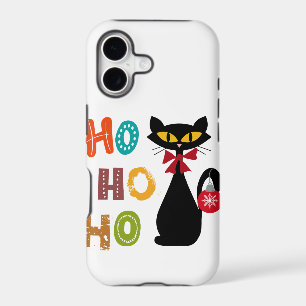 Black cat with Ho Ho Ho text design