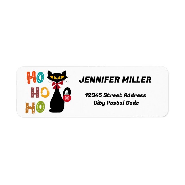 Black cat with Ho Ho Ho text design (Front)