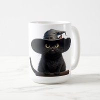 Black Cat With Intense Eyes And Witch Hat Magic 🐈